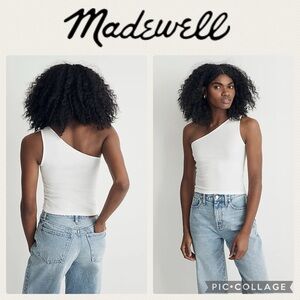 Madewell‎ | Women's Supima® Rib One-Shoulder Tank in White, Size XL